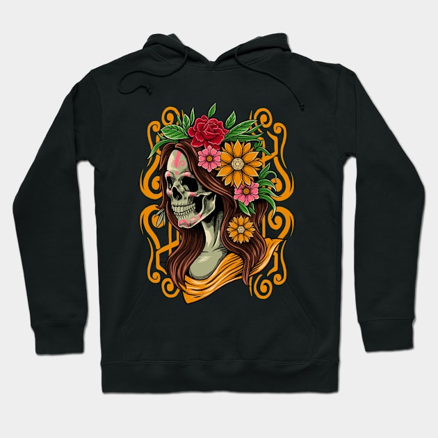 Dia De Los Muertos Lady Skull Hoodie by milatees